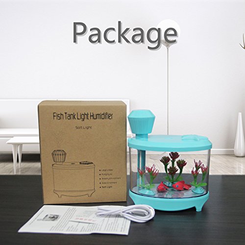 Diffuser Humidifier - Azmall Essential Oil Diffuser,460ML Fish Tank Mist Humidifier with 7 Changing Color LED Lights and Timer for Home,Office,Bedroom,Living Room - Sky Blue - Thumbnail 6