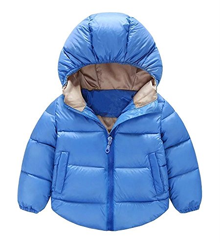 Toddler Baby Boys Girls Outerwear Cotton-padded Hooded coats Winter Jacket (6-12Months, Blue)