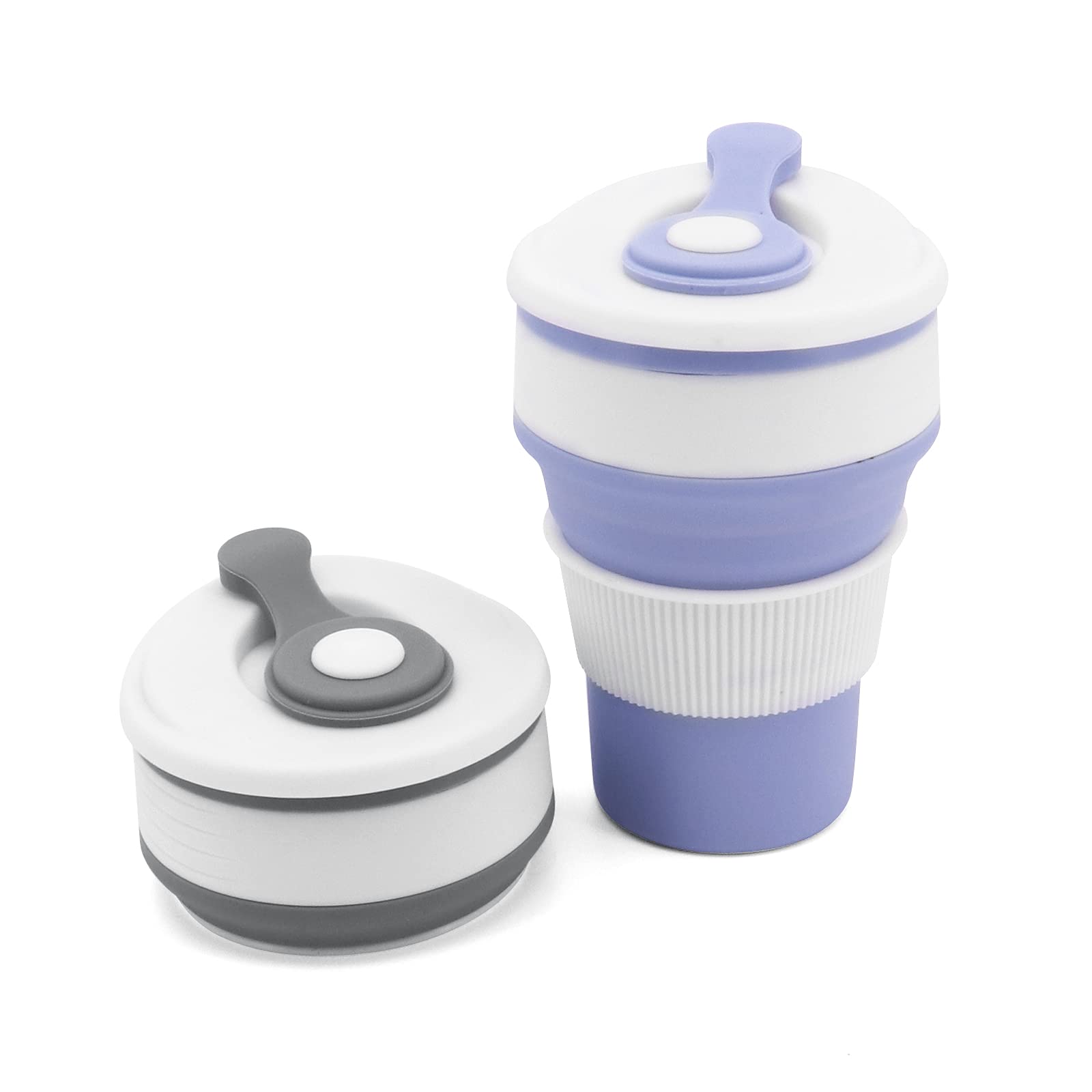 Beowanzk Collapsible Silicone Coffee Cup With Lids (350 ml) - Portable Travel Mug for Hot Drinks, Reusable Set of 2