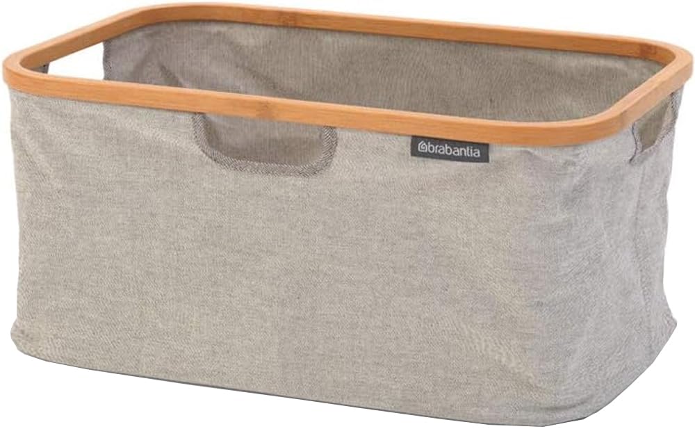 Brabantia 118180 Laundry Basket with Bamboo Top, Grey, 40 L