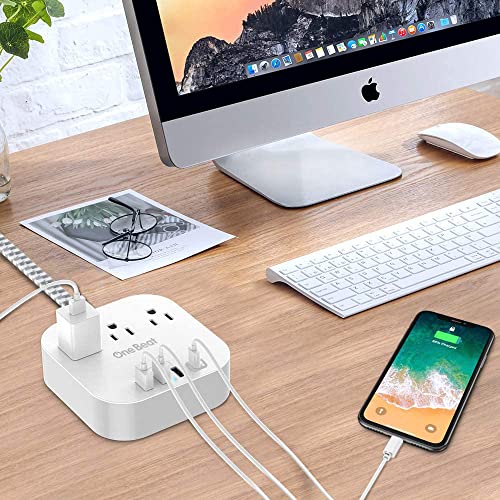 USB C Power Strip, 45W Power Delivery Charger with 3 Outlets & 4 USB Ports(1 USB C 30W, 3 USB A