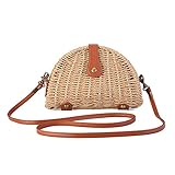 Crossbody Straw Bag, JOSEKO Womens Straw Handbag Shoulder Bag for Beach Travel and Everyday Use Light Brown 8.07