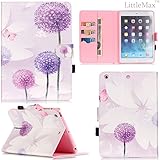 iPad Mini 1/2/3 Case-LittleMax(TM) [Pen Slot] Synthetic Leather Kickstand Case [Smart Wake/Sleep] Cover Flip Wallet iPad Mini 3/2/1 Protector [Free Cleaning Cloth,Stylus Pen]-01 Purple Dandelion