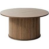 Unique Furniture Mid-Century Modern 36" Round Coffee Table in Smoked Oak