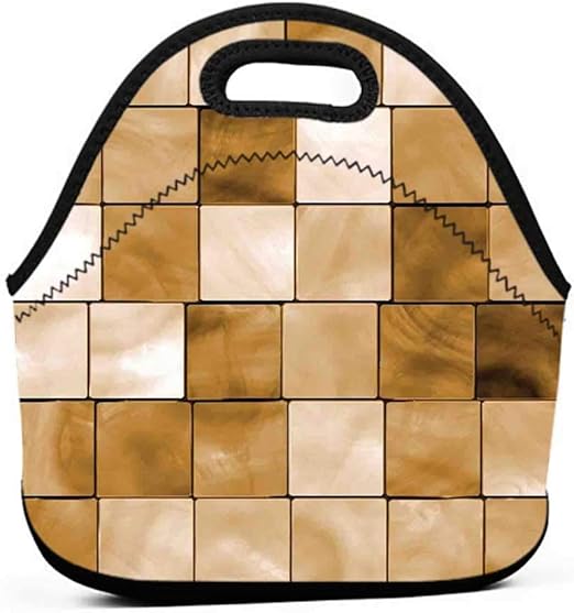 Amazon Com Rugged Lunchbox Beige Faded Tiles Wood Cubes Squares