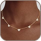 Airmb Heart Necklace for Women Gold/Silver Plated Trendy Heart Choker Lover Pendant Hypoallergenic Fashion Gold/Silver Necklace for Women Love Jewelry Gift for Women Girlfriend