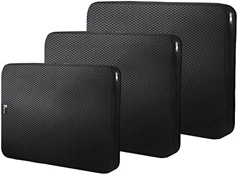 圧縮バッグ Purplecrystal旅行圧縮袋 衣類 スペース60 節約 永遠の定番 防水 軽量 出張 旅行 乾湿分離 Ykkファスナー 汚れた衣類 バッグ Sml 12ケ月品質保証 綺麗な衣類 ブラック セット