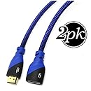 HDMI Extender - Male to Female, Extension Cable - 10 Feet (2-Pack) High-Speed HDMI Cable (2.0b) Supports: Ethernet, Audio Return, 4K, 3D, HD, 2160p, 18gbs, (Latest Version) HDCP 2.2 Compliant - 10ft
