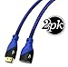 Ultra Clarity Cables HDMI Extension Cables, 3ft, 6ft, 10ft, 15ft, 20ft, 25ft (15 ft, Blue, 2)