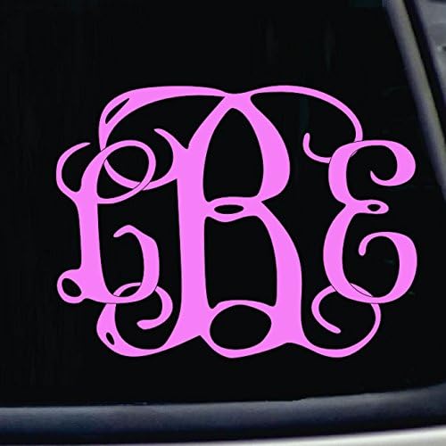 CUSTOM VINE MONOGRAM INITIALS VINYL DECAL / BUMPER STICKER FOR CARS YETI CUP LAPTOP (5"x5.75", Red)