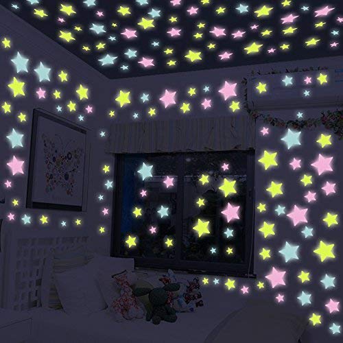Stars Stickers for Ceiling, Adhesive 120pcs 3D Glowing Stars,Luminous