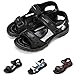 Camfosy Sport Sandals for Women, Leather Summer Sandals Athletic Hiking Outdoor Open Toe Anti Slip Walking Shoes Fisherman Beach Shoes Black 10
