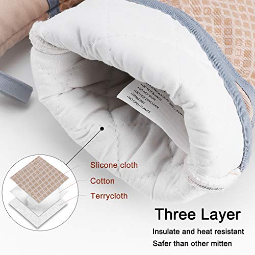 Kitchen Oven Mitts, Echeer Cooking Mitts Pot Holders Heat Resistant Kitchen Potholders Bake Gloves, 1 Pair
