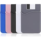 SHANSHUI 5 Pack Phone Card Holder, Premium Silicone Phone Wallet Credit Card Holder Strong Sticker Phone Pocket Holder Stick