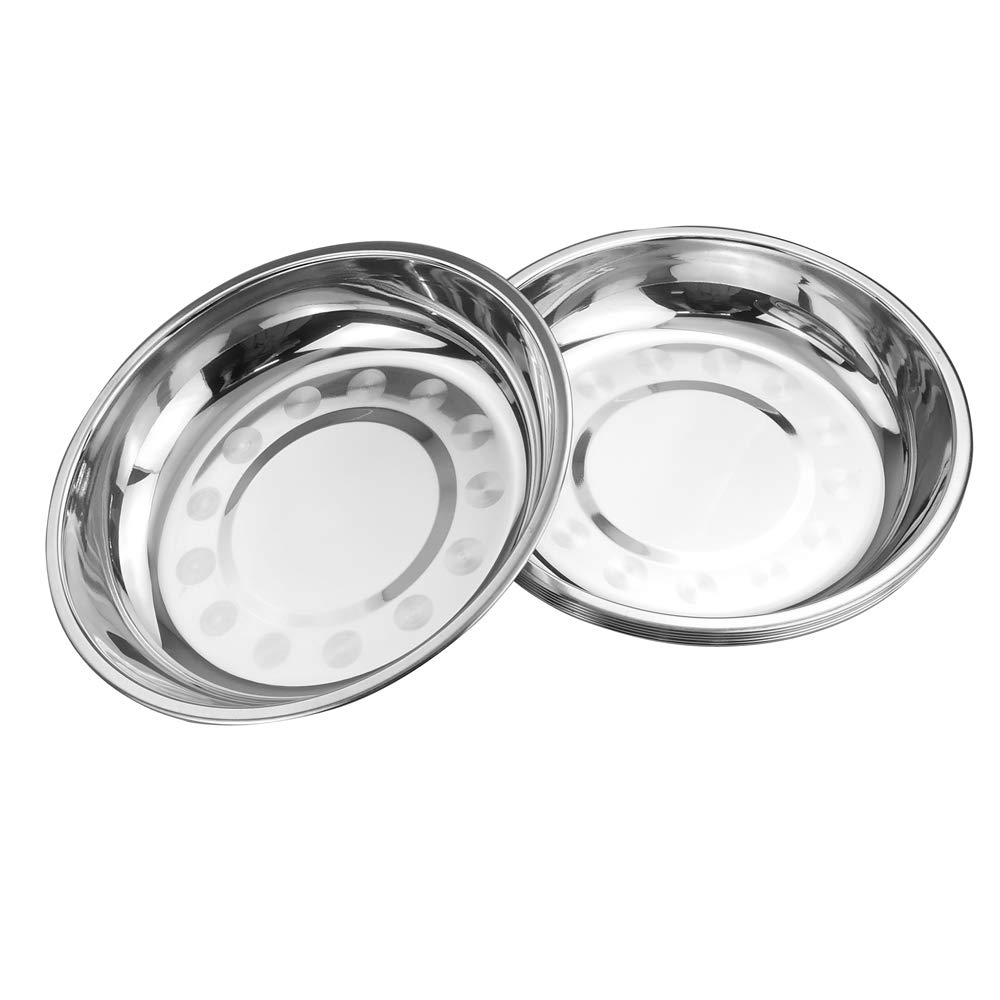 Gitany 6 Sets Round Dinner Plate Dish Food Holder Plates, Stainless Steel Serving Dish Plate