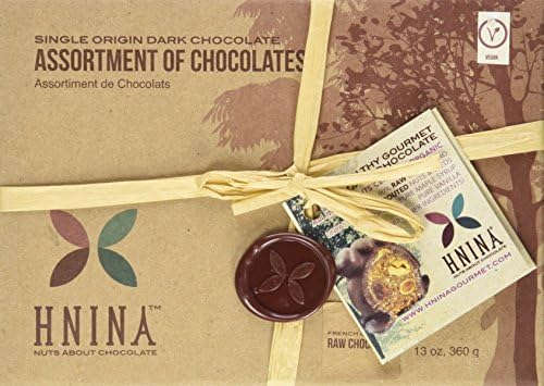 Hnina Raw Vegan Chocolate and Sprouted Nuts Truffles Assortment Box, Vegan Line, 12 Count