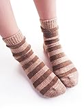 Vero Monte 5 Pairs Women's Horizontal Stripes Crew Socks Rabbit Hair Wool Blended