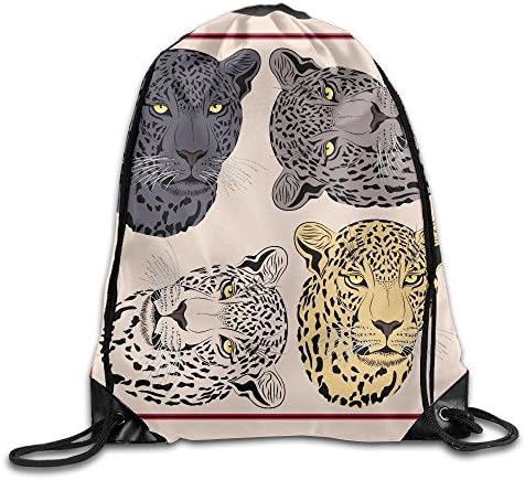 New Drawstring Backpack Snow Leopard Black Leopard Printed Design Print Drawstring Backpack Rucksack Shoulder Bags Gym Bag
