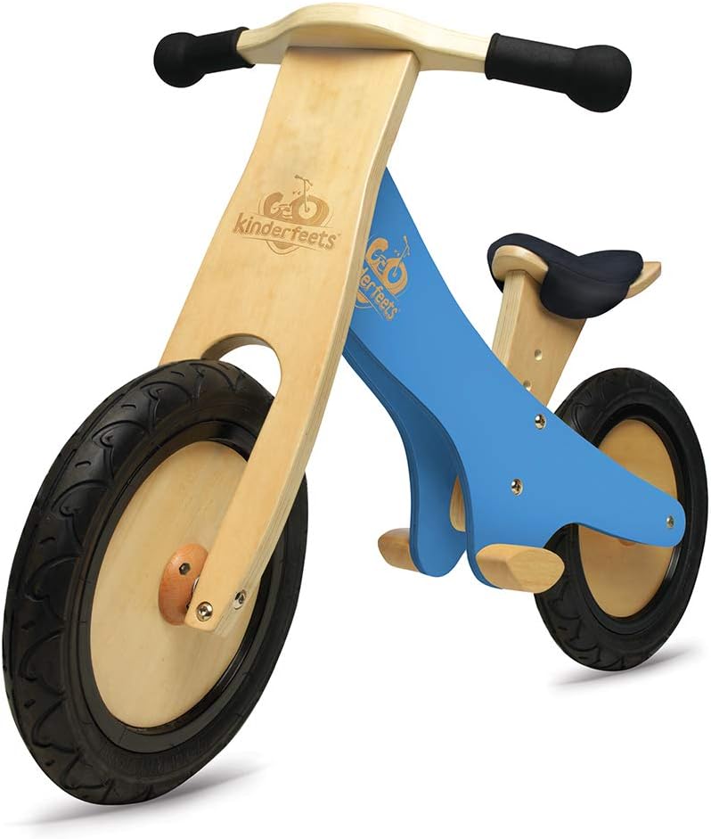Kinderfeets Classic - Walking Balance Bike made from Wood with Chalkboard - suitable for Children 2+ years old - Blue