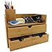 Sherwood & Co. 3-Tier Bamboo Desk Organizer with Drawers - Perfect for Desk Office Supplies, Vanity, Kitchen and Home or Office Tabletop with Bonus Pen Pencil Holder