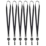Mudder 6 Pack Retractable Badge Holder Reel Key Chain Reel with Lanyard Neck Strap for Key ID Cards, Black