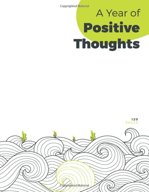 A Year of Positive Thoughts Notebook - Journal: lined with Green leaf Notebook - (8.5 x 11 inches) Large - 120 Pages - Green and Blue Marble