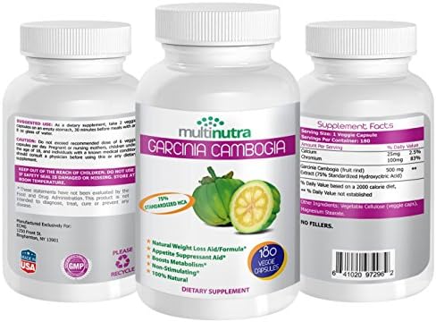 Pure Garcinia Cambogia Vegetarian Extract + Calcium, Magnesium ~ Standardized To 75% HCA ~ Natural Support For Your Weight-Loss Goals