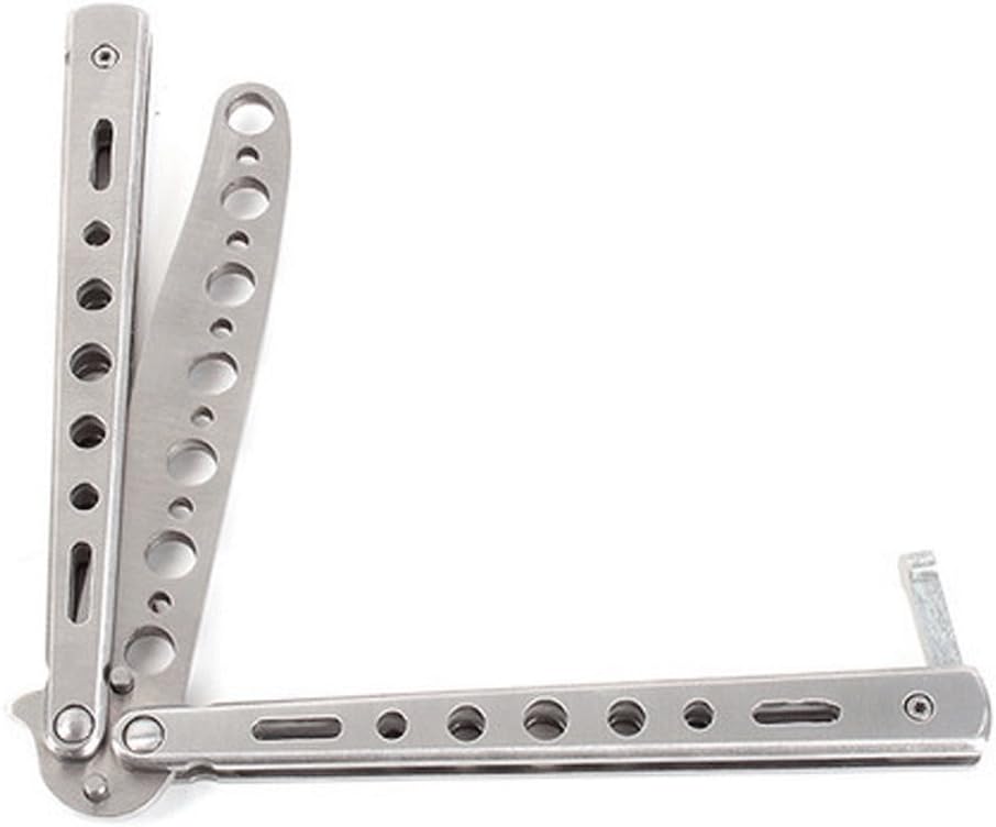 Butterfly Balisong Trainer Training Knife Dull Tool Black Metal Practice SILVER