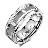 Caperci 8mm Brick Pattern Tungsten Carbide Wedding Ring for Men Size 9.5