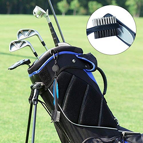 2 Pack Golf Towels Golf Club Brush Groove Cleaner Tool Set Black Microfiber Waffle Pattern Tri-Fold Golf Club Ball Cleaning Towel For Golf Bags With Clip Men Women Golf Gifts - Thumbnail 6