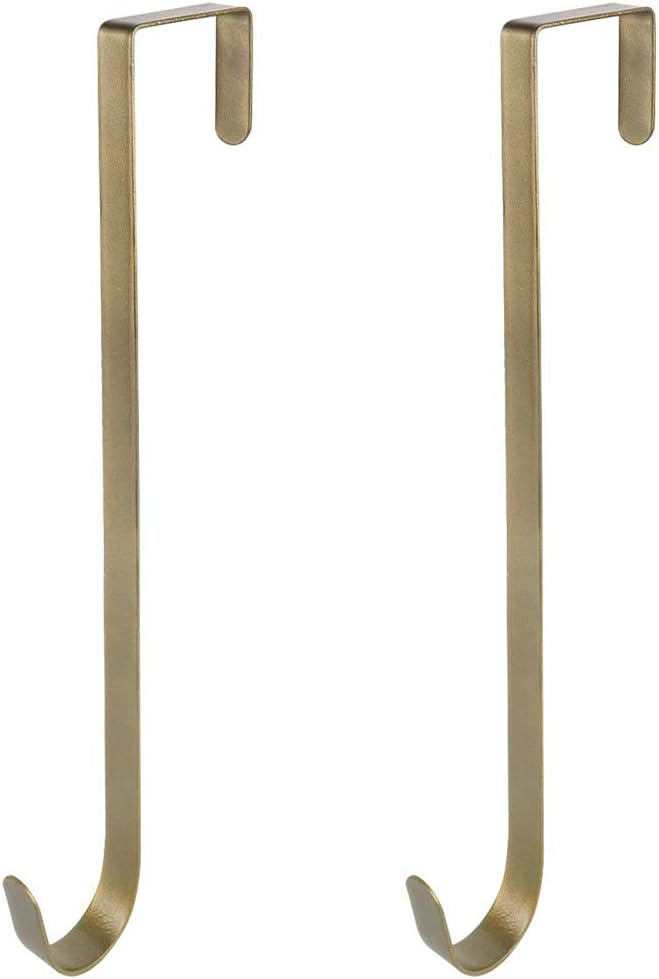 Wreath Hangers - Norgail 2 Pack 12 Inches Heavy Duty Bronze Metal Door Wreath Hanger(20 lbs Capacity), Over The Door Utility Hook for Wreath, Christmas Ornament, Backpack, Handbag or Welcome Sign