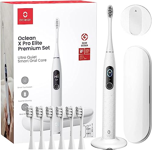 Oclean X Pro Elite Sonic Mute elektrische tandenborstel 42.000 tpm 4 borstelstanden 32 intensiteitsniveaus 35 dagen batterijduur IPX7 waterdicht 45 dB Geluidsarm Grijs
