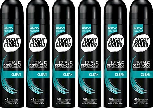 Right Guard Mens Deodorant, Total Defence 5 Clean 48H High-Performance Anti-Perspirant Spray, Multipack 6 x 250 ml - Image 3