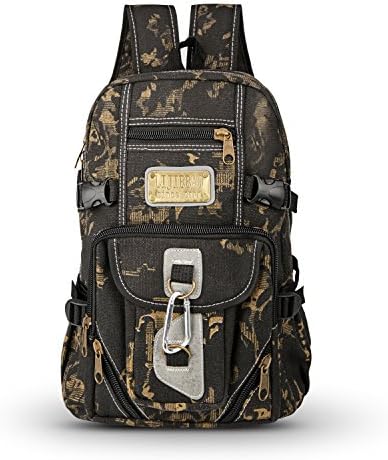 Backpack Daypack Hiking Backpack Canvas Backpack - Tactical Bag with Retro Bronze Decor