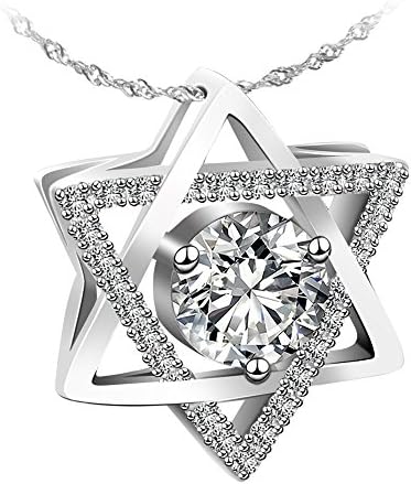 Jewelry Sterling Silver Pendant Necklace Hexagram / Star of David Necklace Exquisite Gift Package