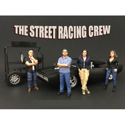 The Street Racing Crew 4 Piece Figure Set For 1:18 Scale Models by American Diorama 77431,77432,77433,77434