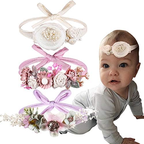 Gacimy Baby Flower Cotton Headband Newborn Toddler Girls' Hair Bow Accessories