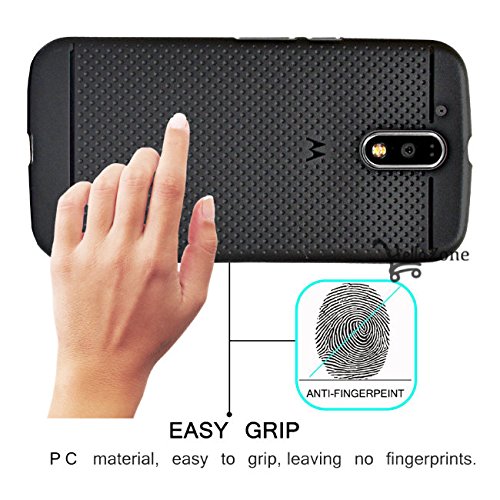 Hello Zone Exclusive Dotted Matte Finish Soft Back Case Cover for Moto G Plus, 4th Gen-Black