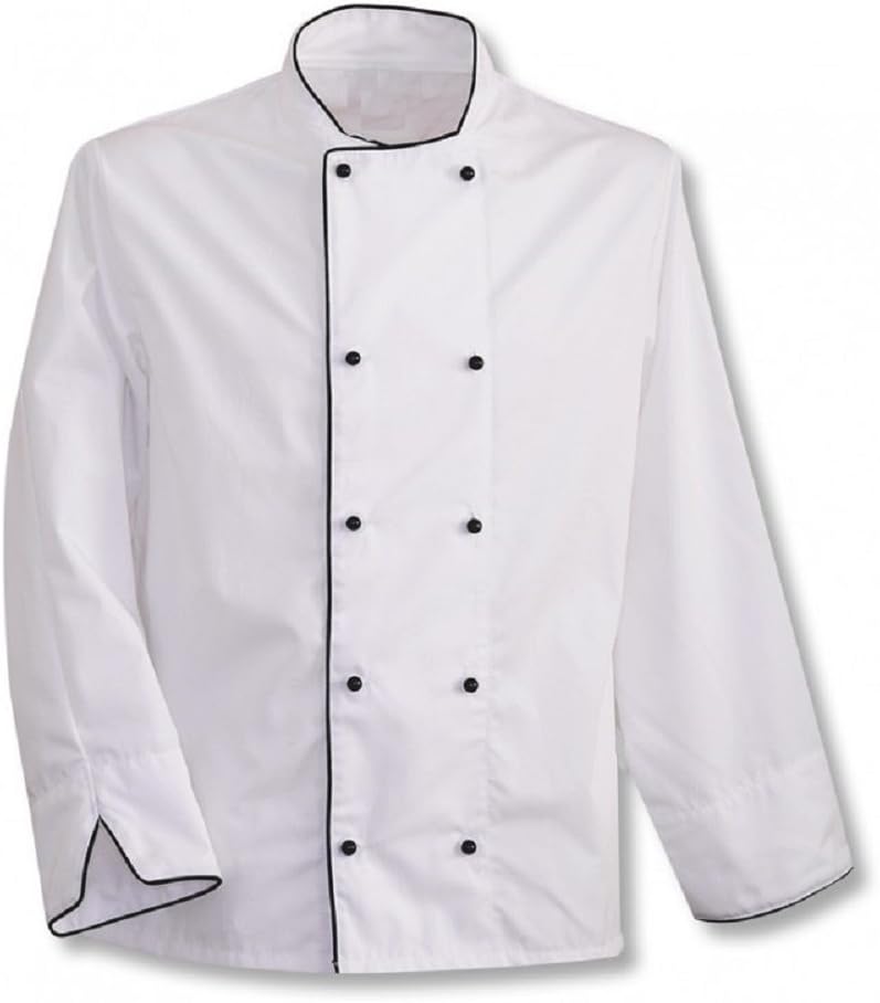 Chefs Jacket, White with Black Trim, Contrast Piping, Banquet Coat, Unisex, New, INS08