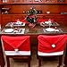 Santa Hat Christmas Chair Back Covers, Santa Clause Red Hat Dining Chair Slipcovers for Xmas Holiday Party Festive Decoration, Set of 4