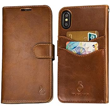 Mens iPhone 6 Plus Wallet Case,iPhone 6s Plus Wallet Phone Cover Folio Flip Cell Case Leather Case with Detachable PC Box Case Cell Phone Cover Bag with Card Slots,Cash Pocket,Magnet Closure,Brown