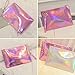 Fashion Women's Holographic Leather Clutch Bag Purse Simple Fashion Laser Envelope Evening Wristlet Handbag, portable waterproof Fashion Focus Cosmetic bag,Shining Evening Bag, Wedding Party (Pink)