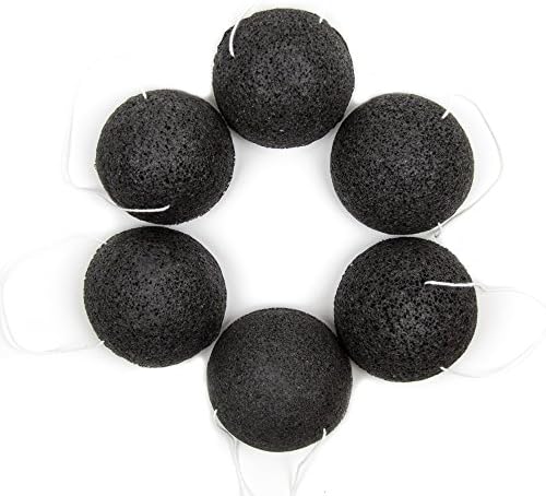 Wellness Fundamentals Konjac Sponges by Pack of 6 Charcoal Face Sponges - Exfoliating Konjac Root