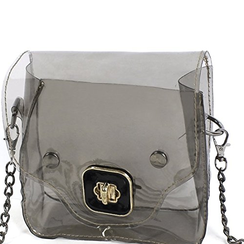 Women Shoulder Bag - SODIAL(R) Mini New Transparency Clear Cute Pig Pattern Shoulder Bag Black clear - Thumbnail 2