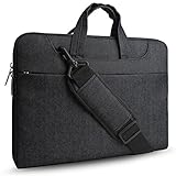 HSEOK Laptop Shoulder Bag Sleeve Briefcase, Denim Fabric Carry Case Cover for 12.9 iPad Pro / 13-13.3 Inch Laptop / Notebook Computer / MacBook Air / MacBook Pro, Black