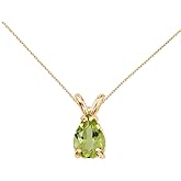 14k Yellow Gold Pear Shaped Peridot Pendant with 18" Chain