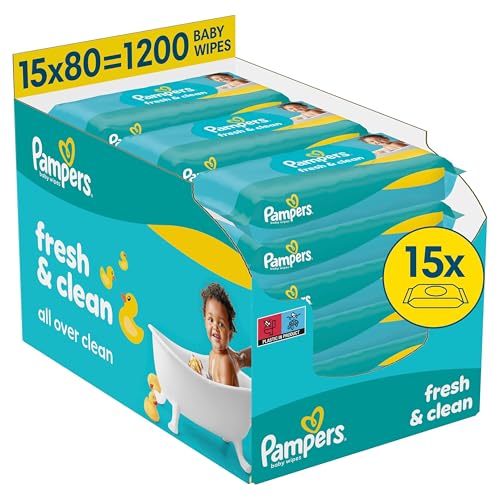 Pampers Fresh Clean Baby Wipes Multipack 1200 Count (15 x 80)