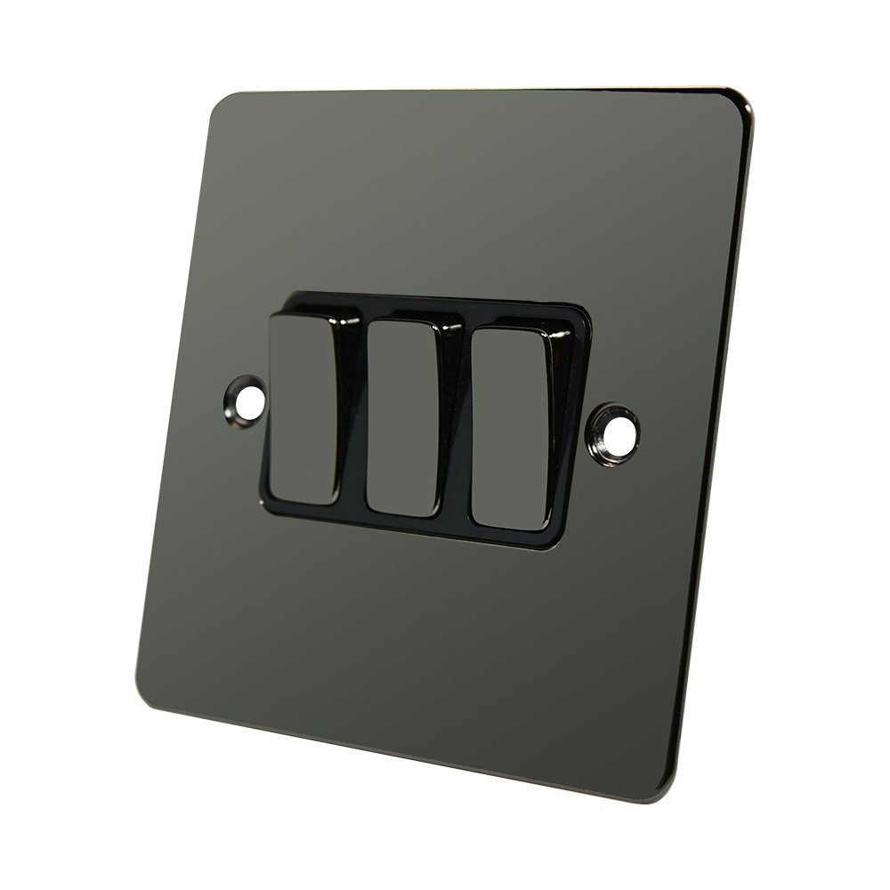 Flat Plate Black Nickel 3 Gang Switch10 Amp Triple 3-Gang 2 Way Light Switch