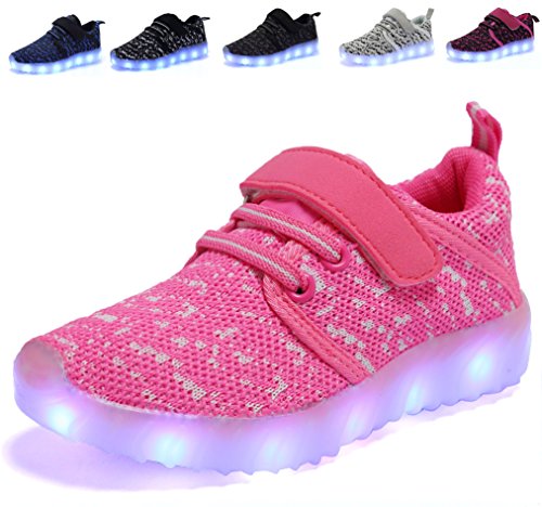 AoSiFu Kids LED Light Up Shoes Breathable Kids Girls Boys Breathable Flashing Sneakers as Gift pink31