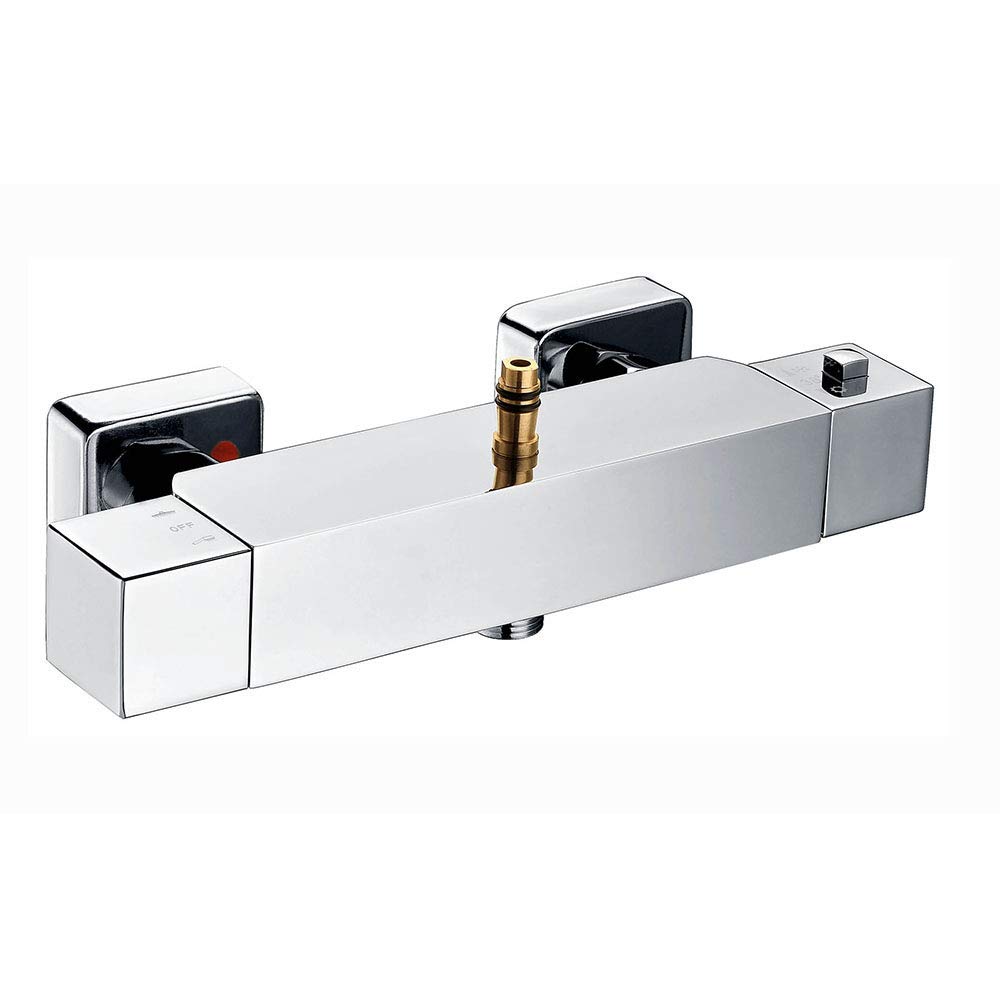 Kibath 464151 Thermostatic Shower Column Tap, Square Top Outlet, Chrome Gloss
